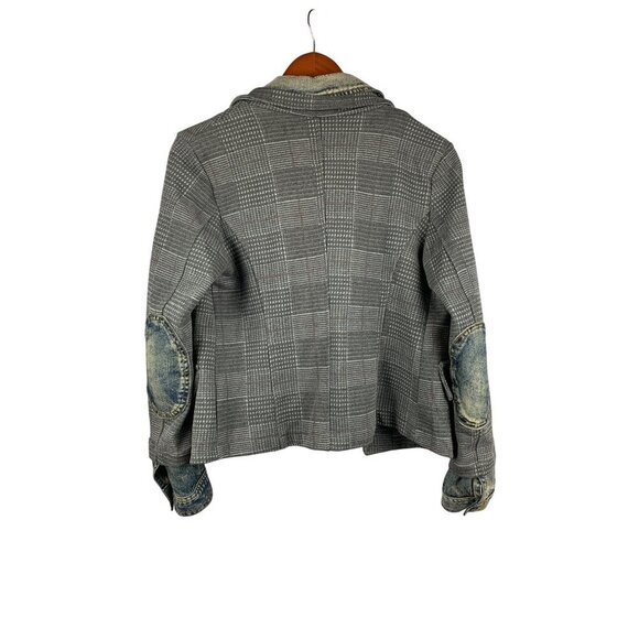 Amici Womens Double-Layer Plaid & Denim Jacket M - Picture 2 of 5